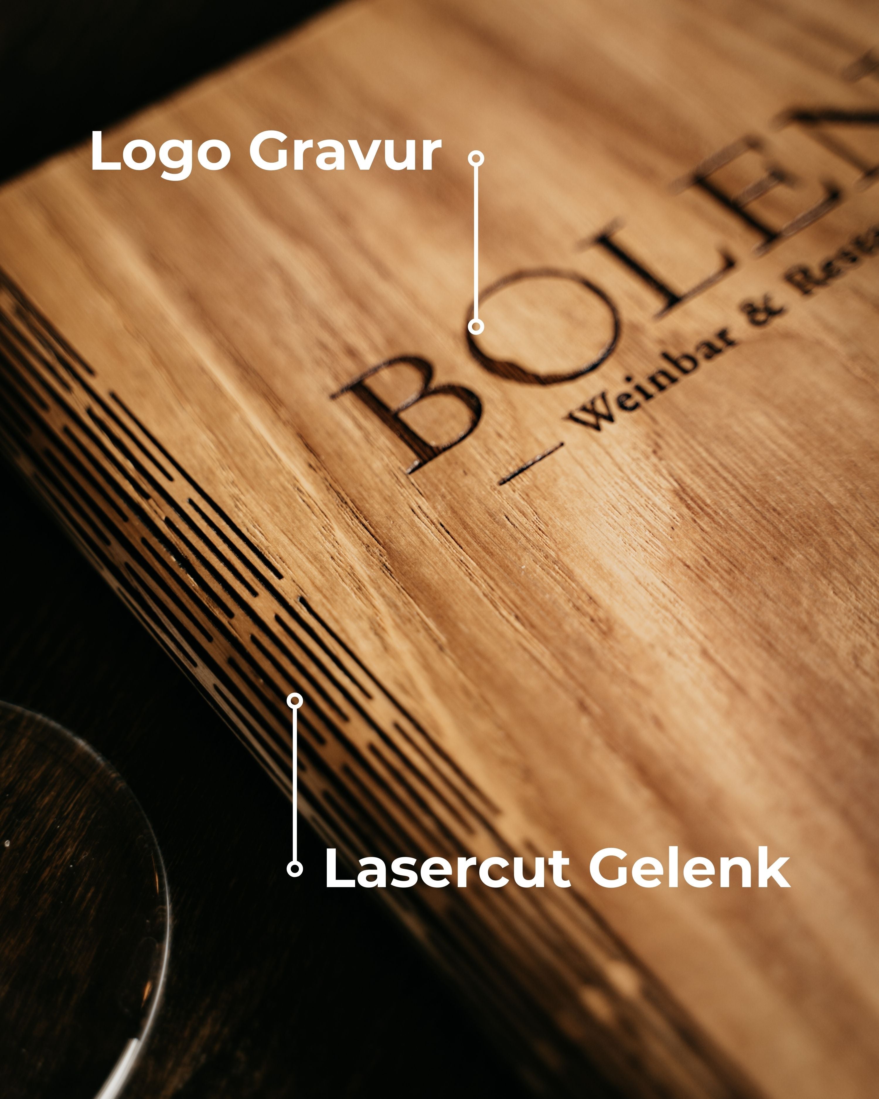 Exklusive Speisekarte aus Holz – 3,8 mm dick